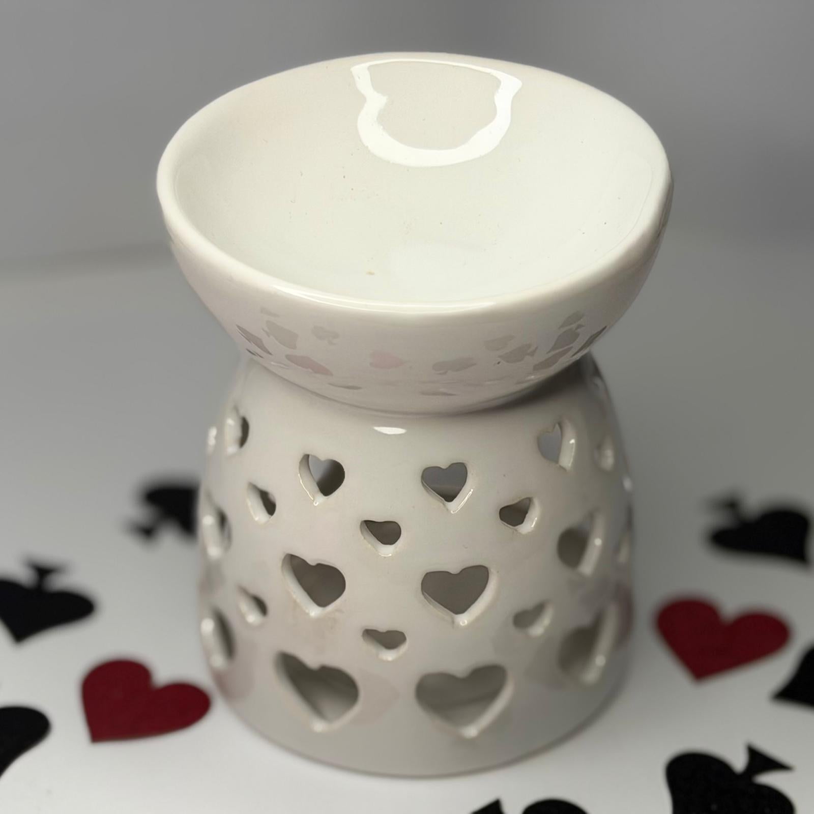 Wax Burner Ceramic cu Inimi - Difuzor Aromaterapie